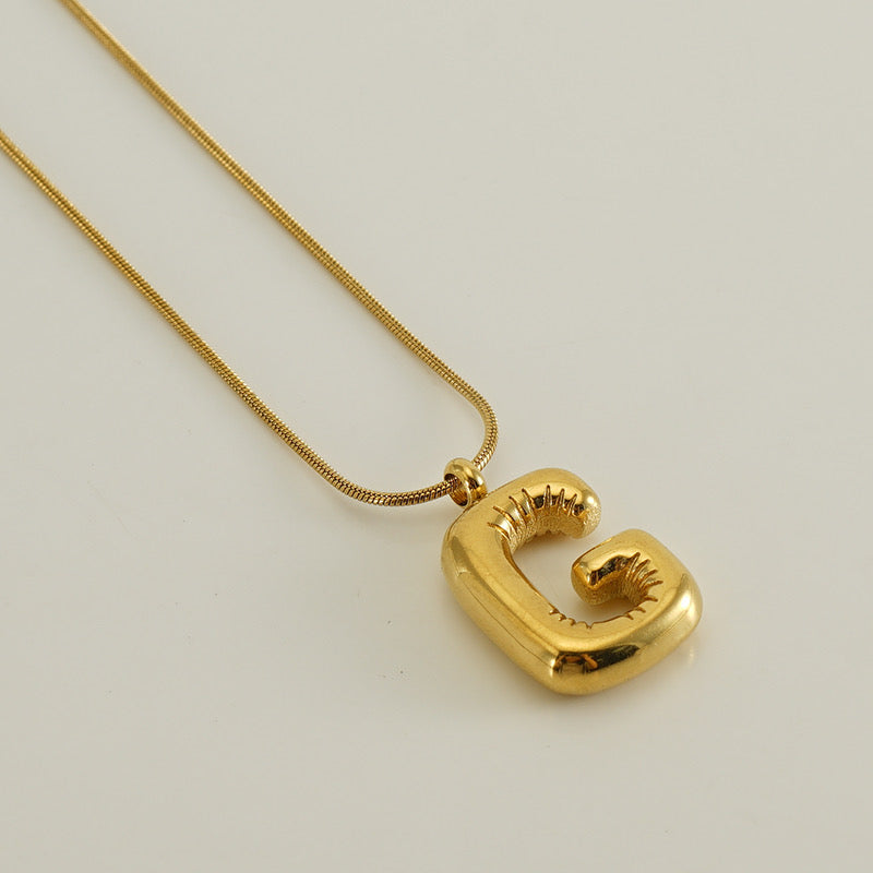 Collar Inicial globo - acero inoxidable