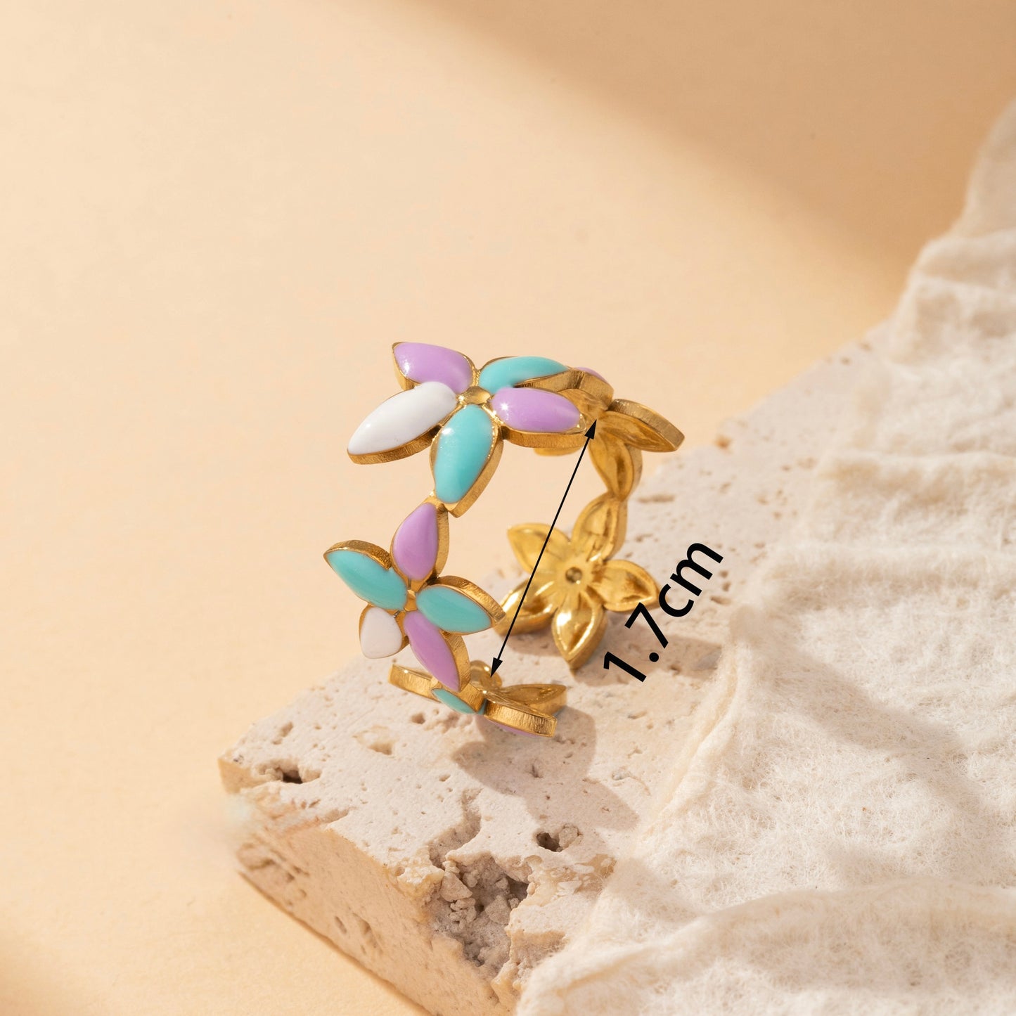Anillo ajustable florecitas - acero inoxidable