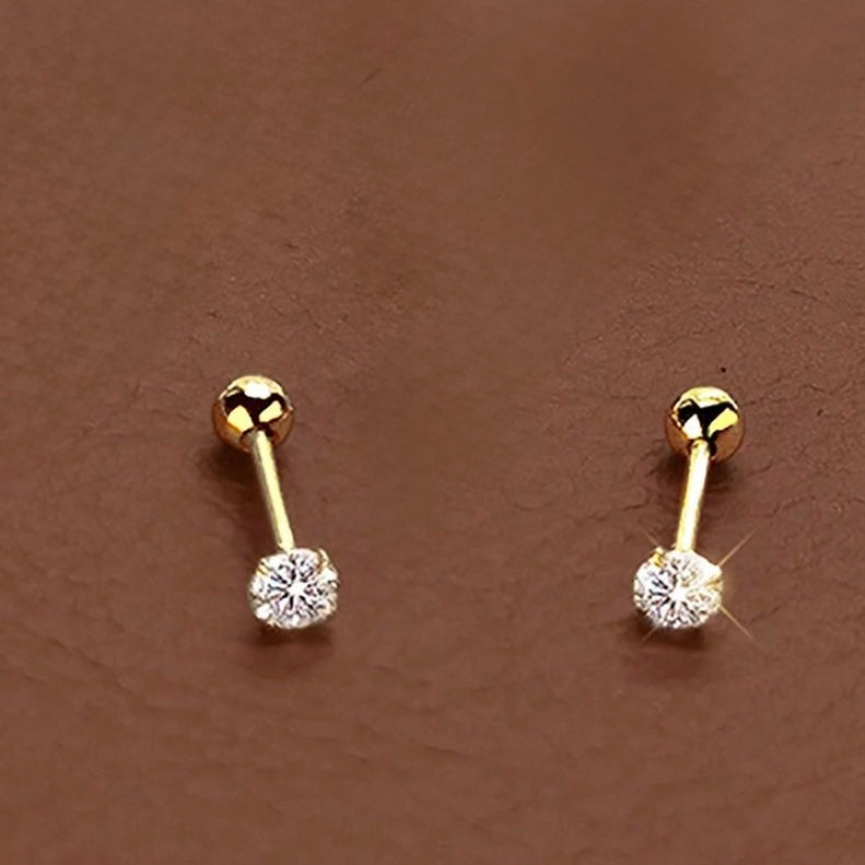 Piercing dorado con pedrería plateada (1 pieza ) - acero inoxidable