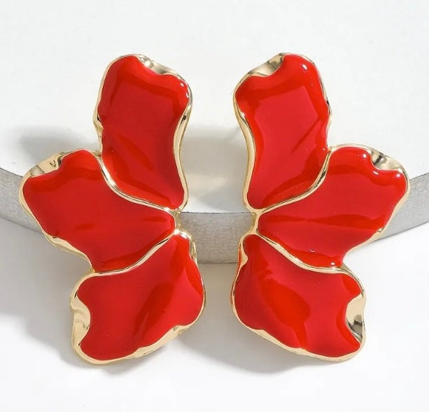 Aretes abanicos rojos