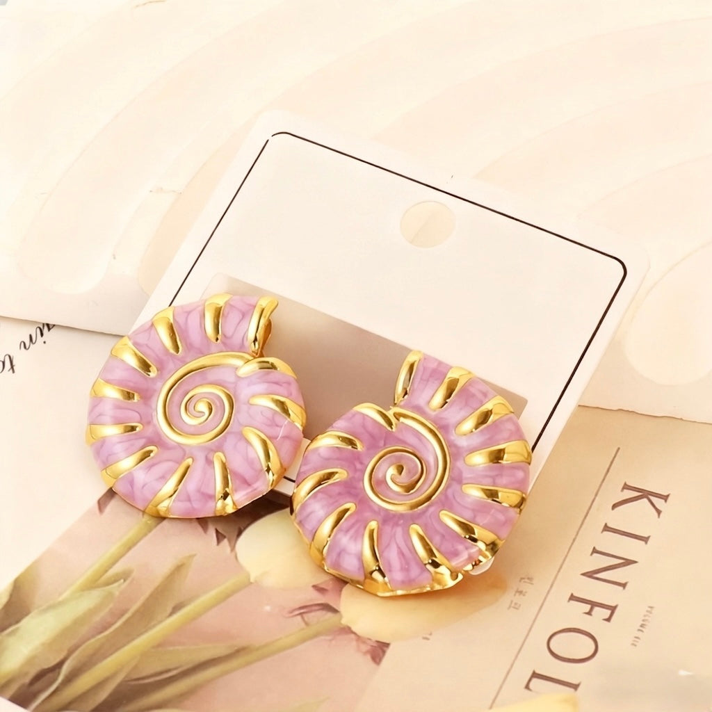Aretes de caracoles rosadas - acero inoxidable