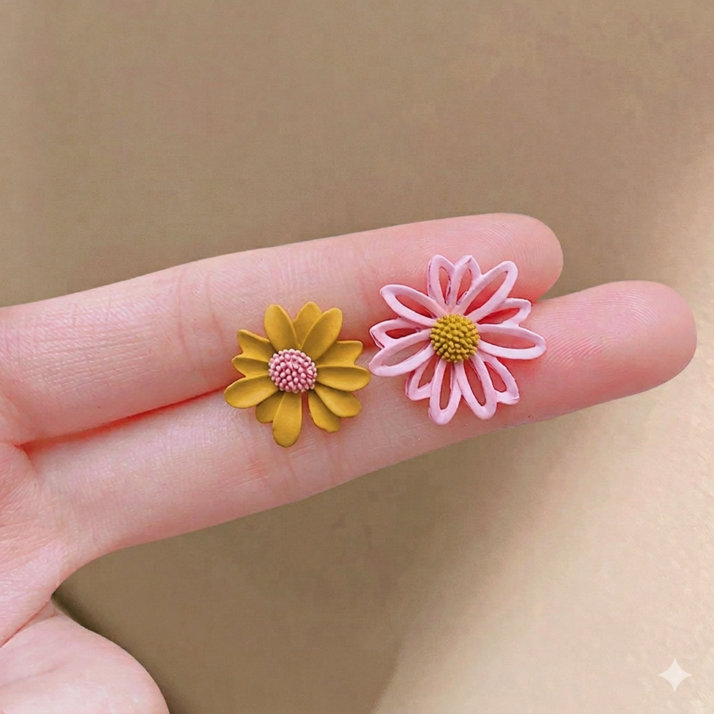 Aretes rosa y amarillo