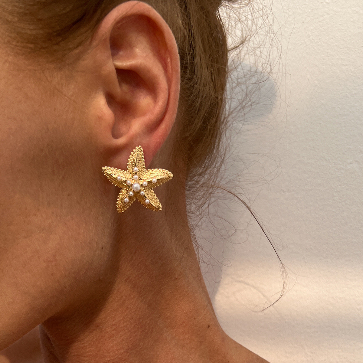 Aretes estrellas con perlitas