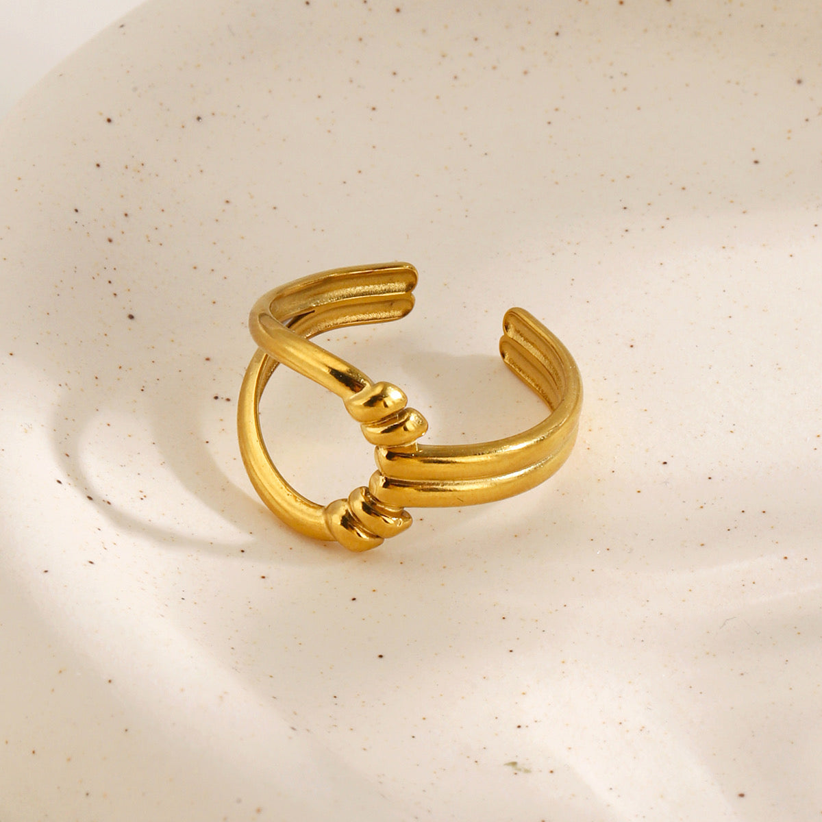 Anillo ajustable dorado- acero inoxidable