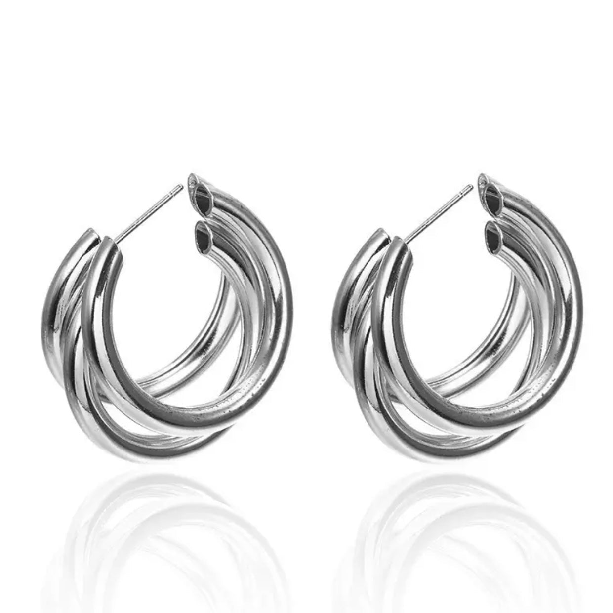 Aretes triple aro plata