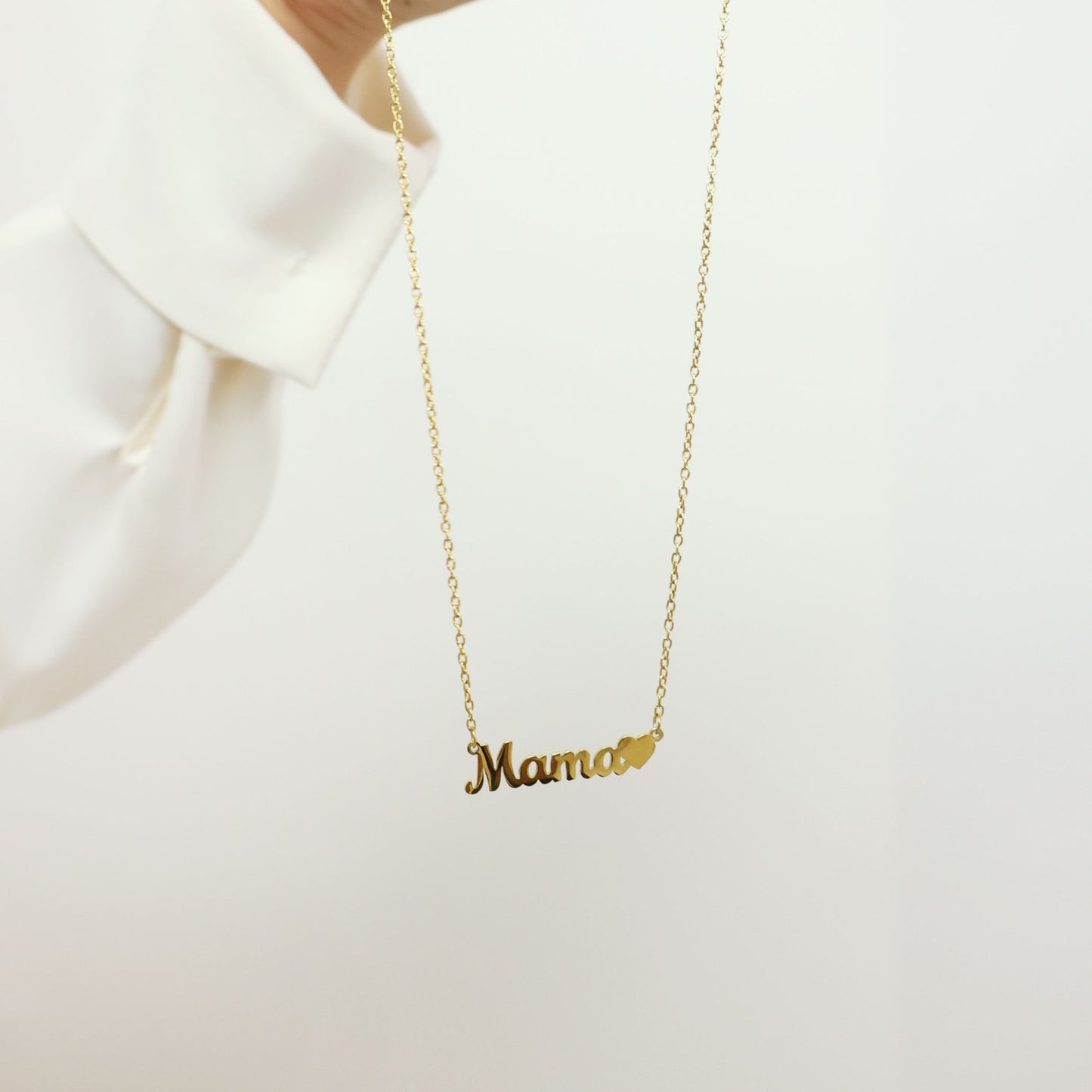 Collar con corazón mamá - acero inoxidable