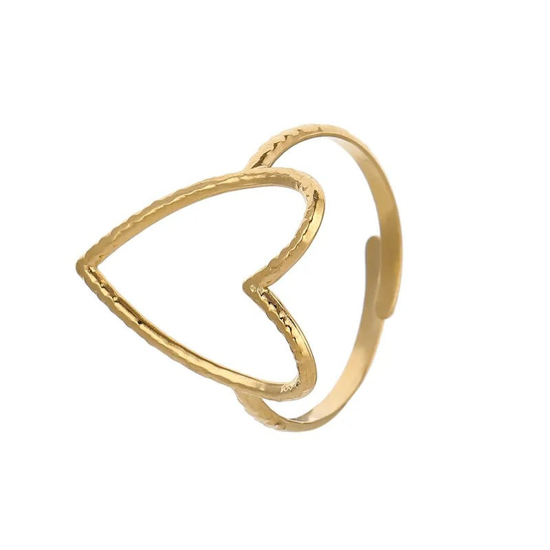 Anillo ajustable de corazón / Acero inoxidable