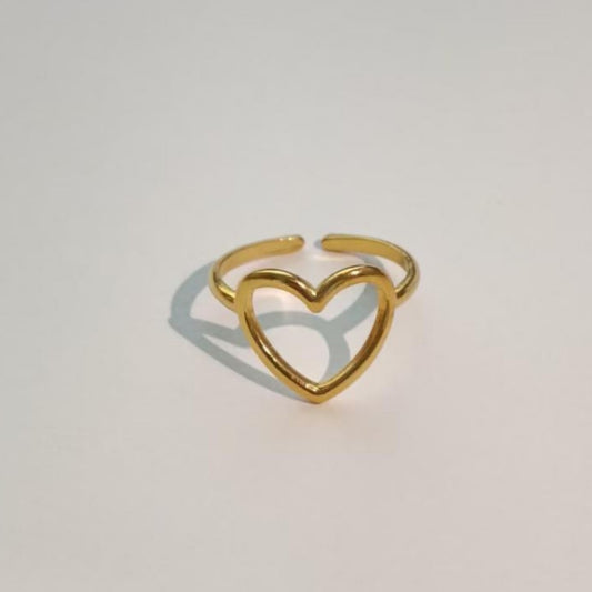 Anillo ajustable corazón  - acero inoxidable