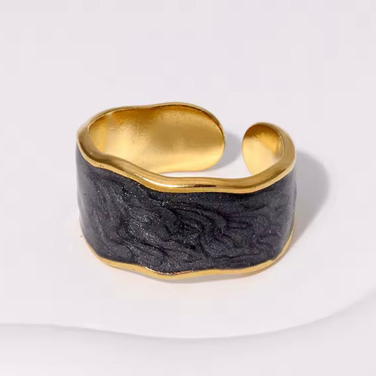 Anillo ajustable negro - acero inoxidable