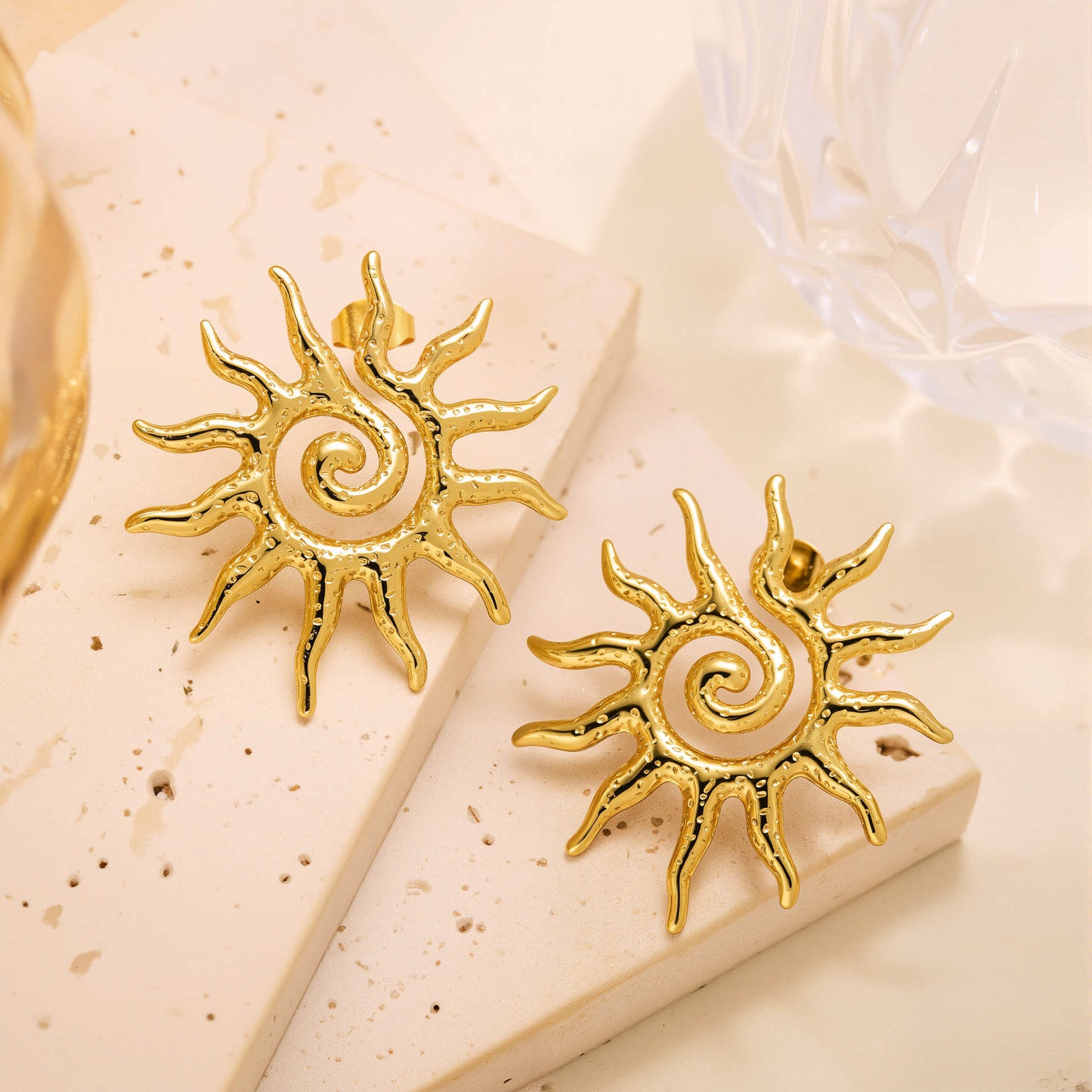 Aretes sol en espiral - acero inoxidable