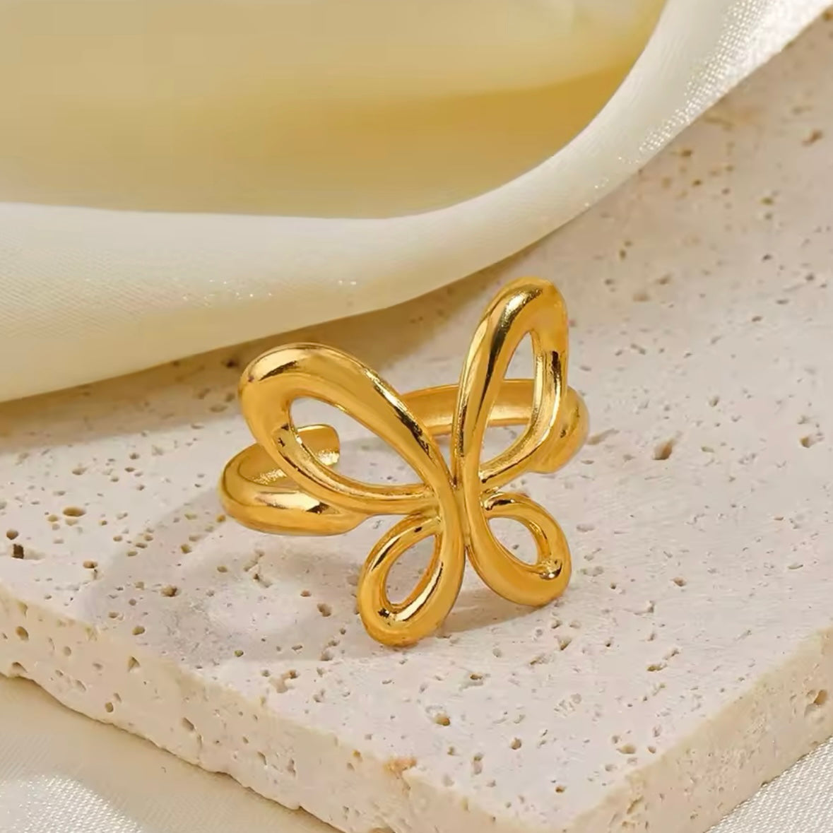 Anillo ajustable mariposa - acero inoxidable