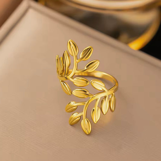 Anillo ajustable hojitas/ Acero inoxidable