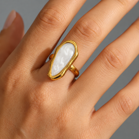 Anillo ajustable blanco - acero inoxidable