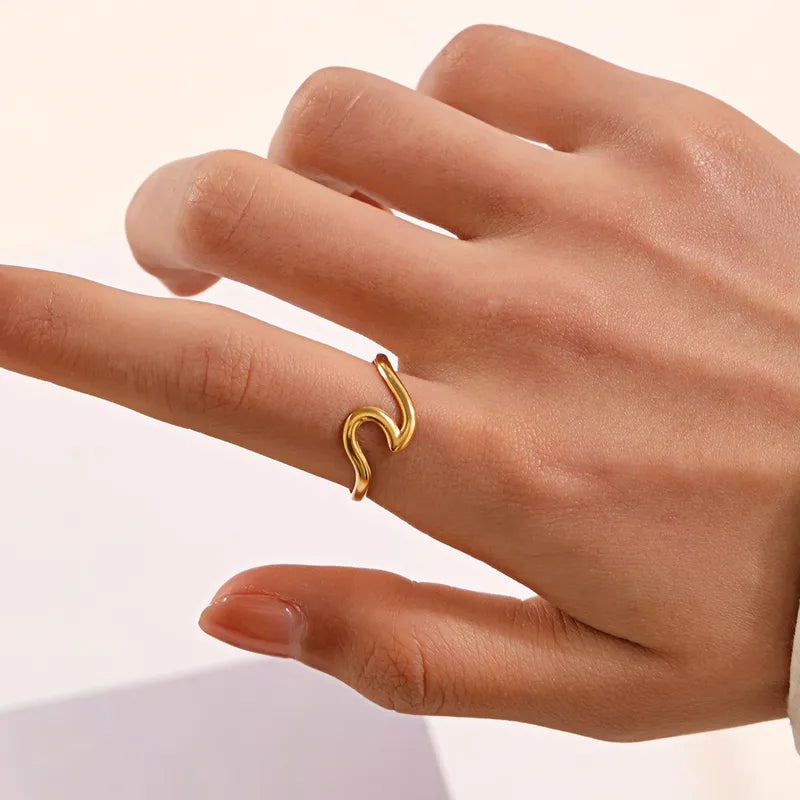 Anillo ajustable ola de mar - acero inoxidable