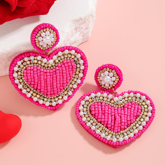 Aretes chaquiras San Valentín