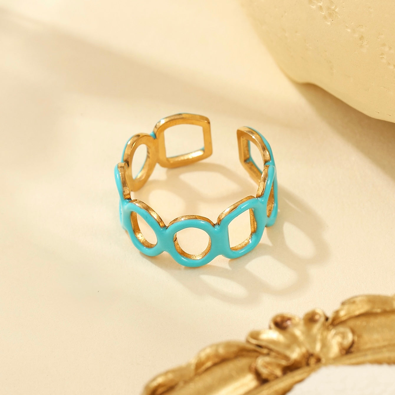 Anillo ajustable azul mod1- acero inoxidable
