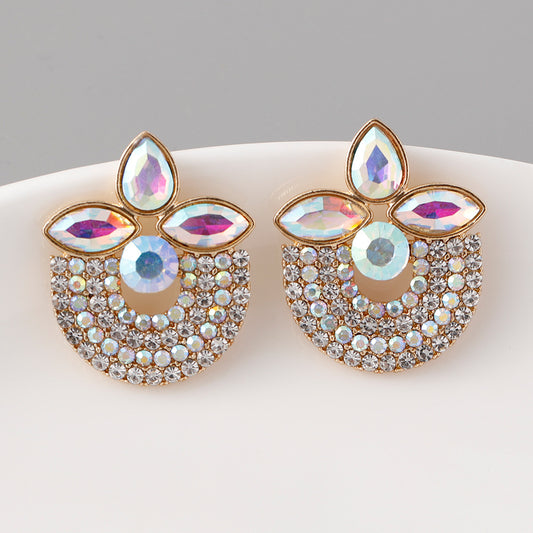 Aretes pedrería plateados