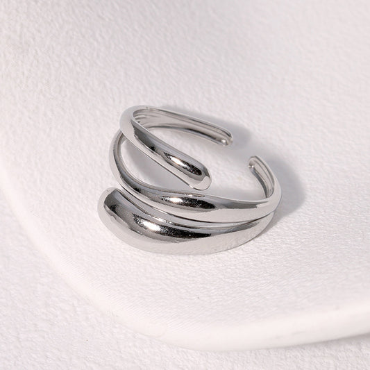 Anillo ajustable plateado / Acero inoxidable