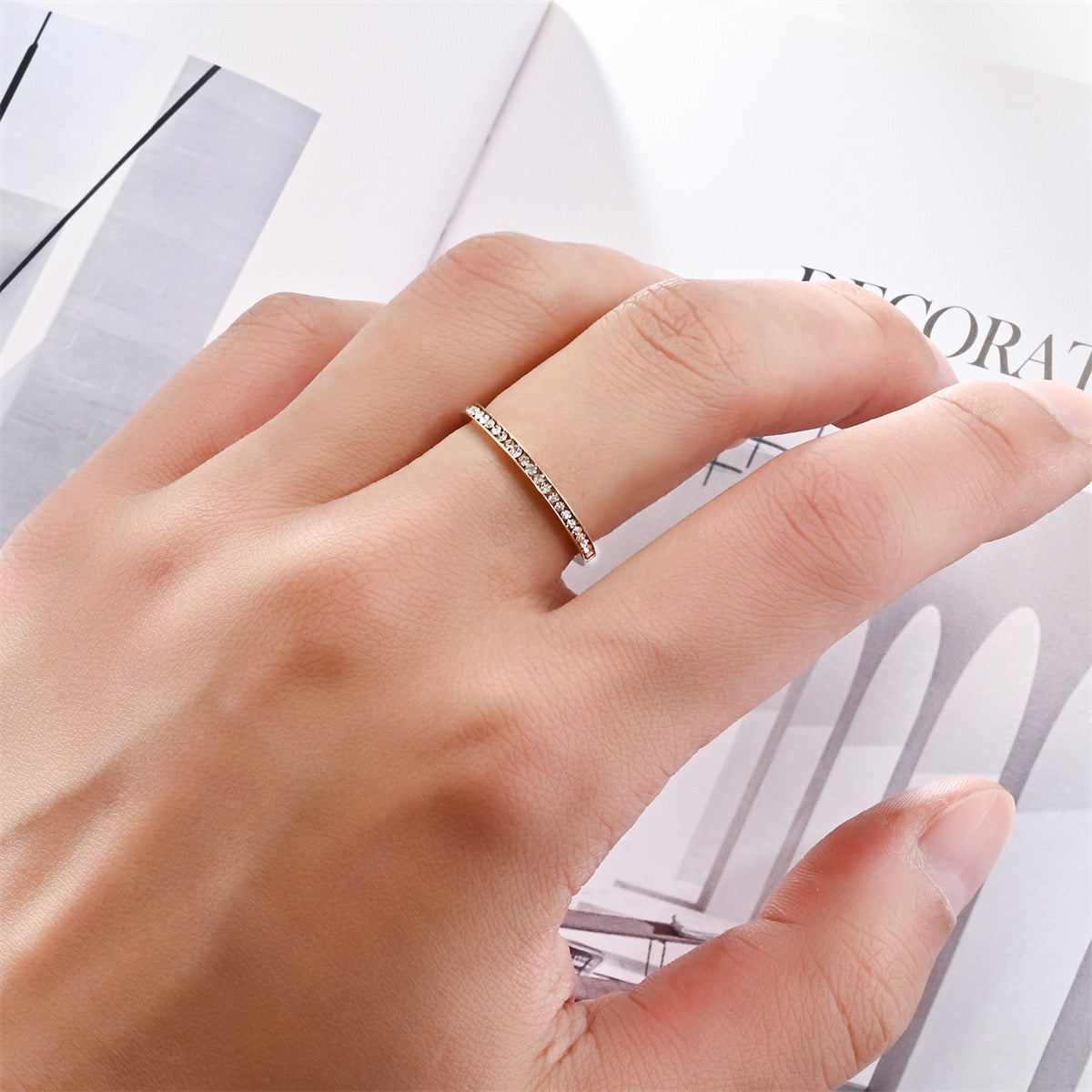 Anillo rosa gold acero inoxidable- talla 6