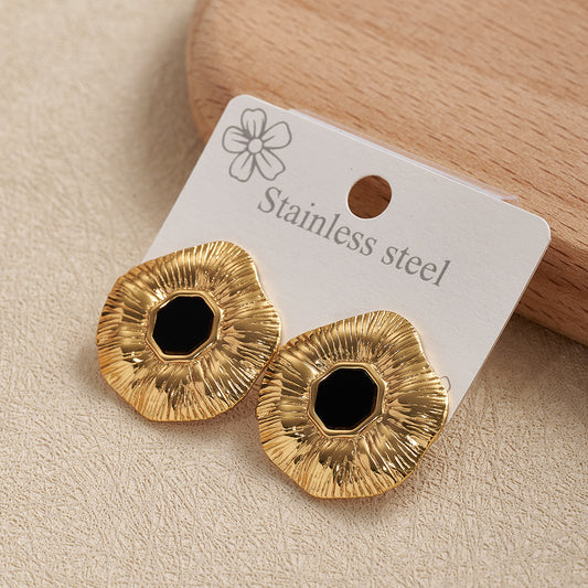 Aretes dorado y negro - acero inoxidable