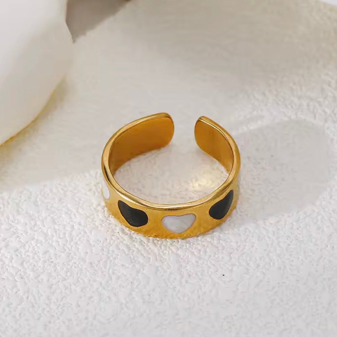 Anillo ajustable corazones byn- acero inoxidable