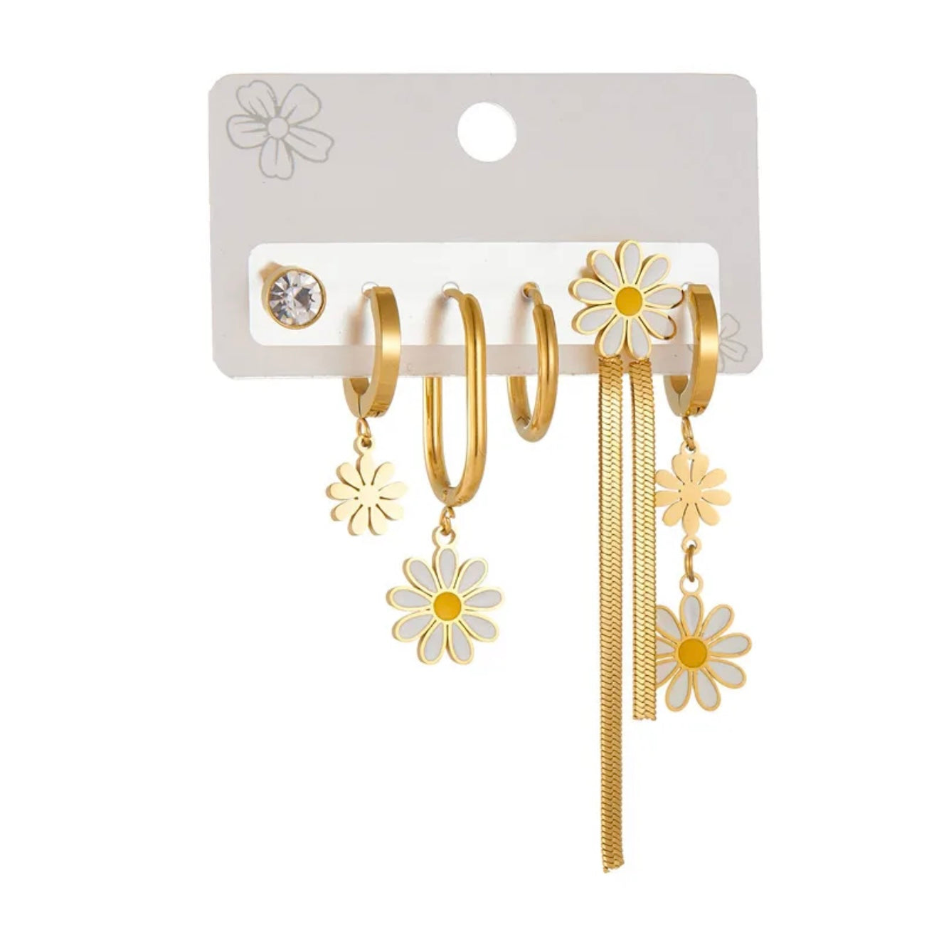 Set de 6 piezas de aretes - acero inoxidable