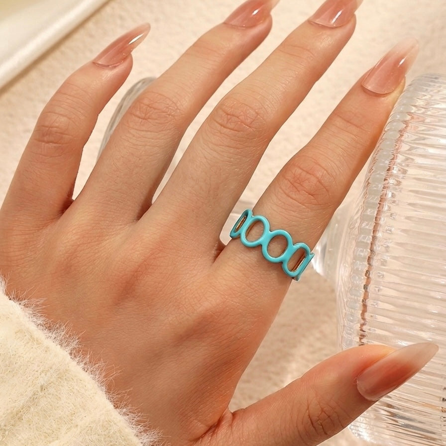 Anillo ajustable azul mod1- acero inoxidable