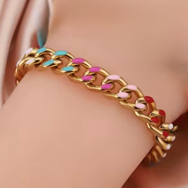 Pulsera dorada y colores- acero inoxidable