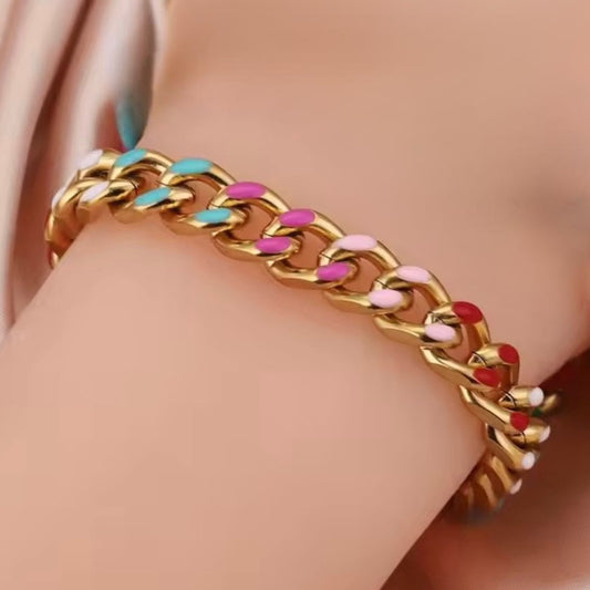 Pulsera dorada y colores- acero inoxidable