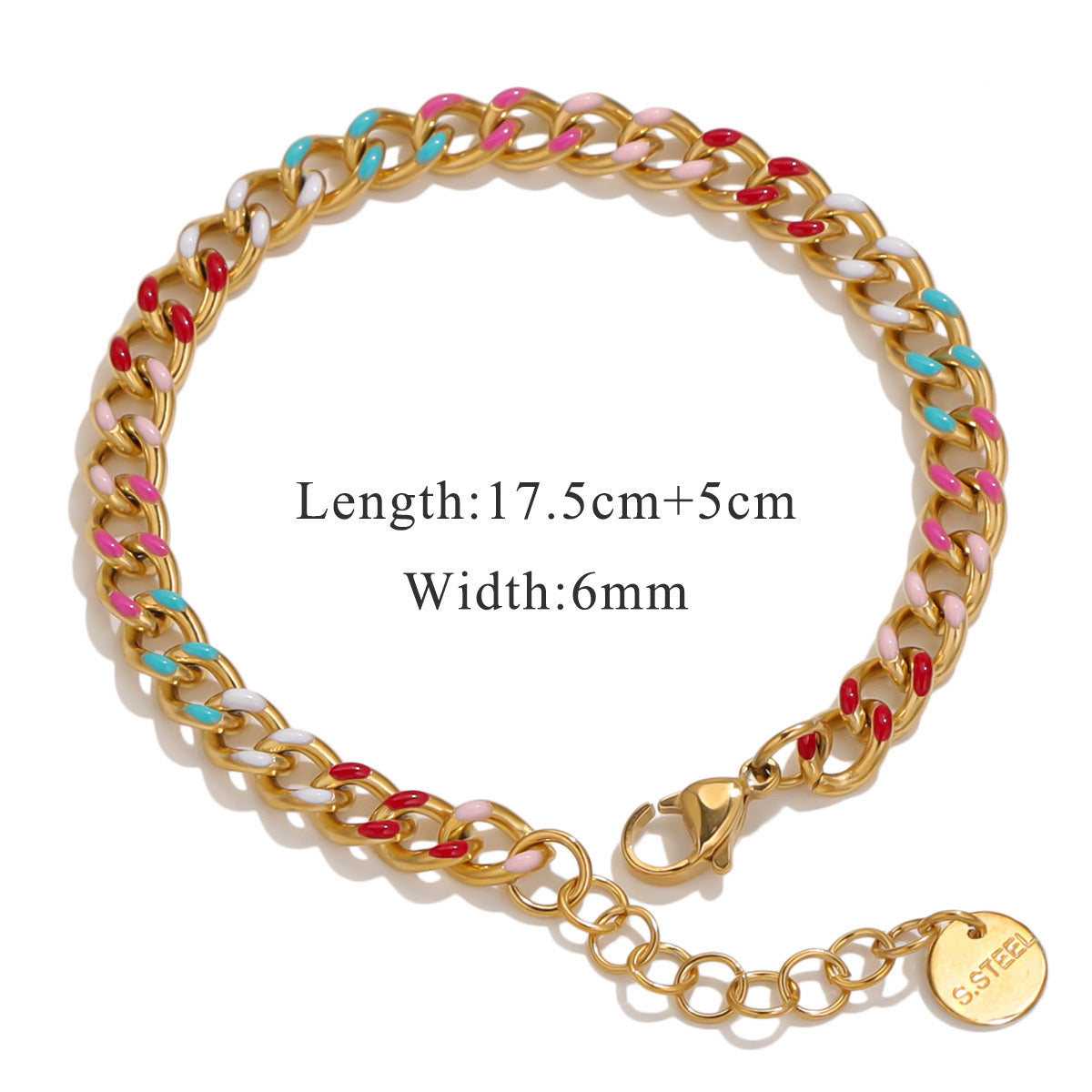 Pulsera dorada y colores- acero inoxidable