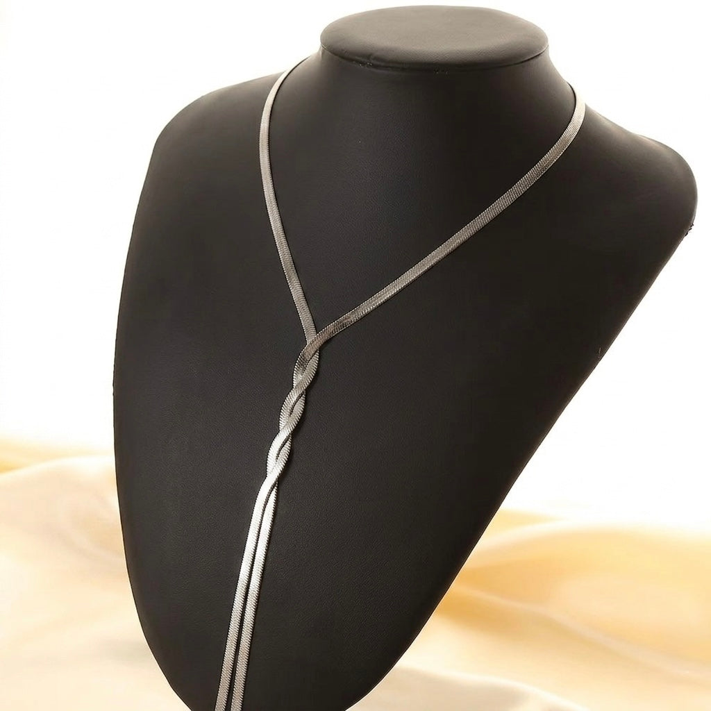 Collar trenza plateado - acero inoxidable