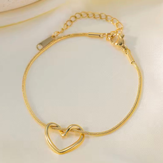 Pulsera de corazón dorada - acero inoxidable