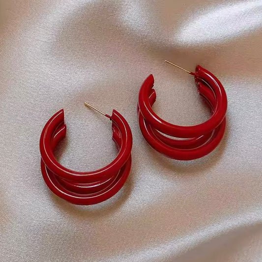 Aretes triple aro rojos