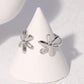 Anillo ajustable de flores plateadas- acero inoxidale