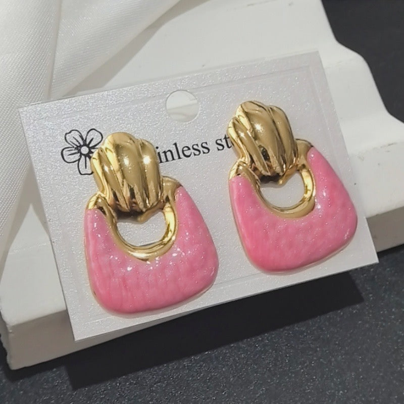 Aretes acero inoxidable - rosados