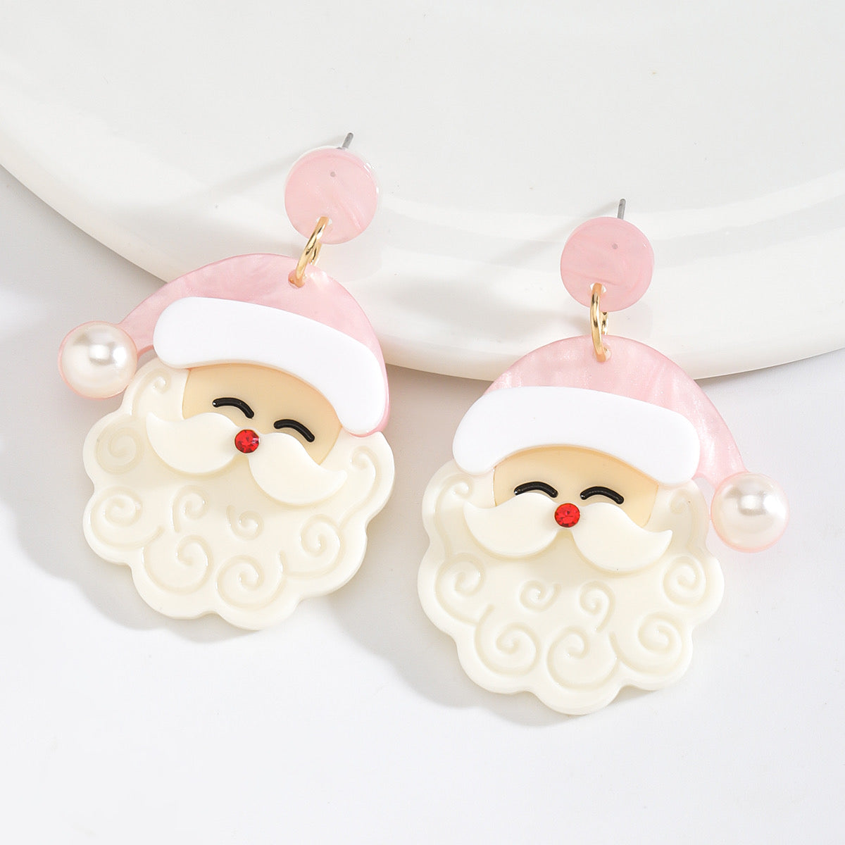 Aretes de santa claus rosas