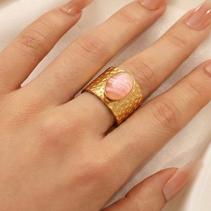 Anillo ajustable rosa - acero inoxidable