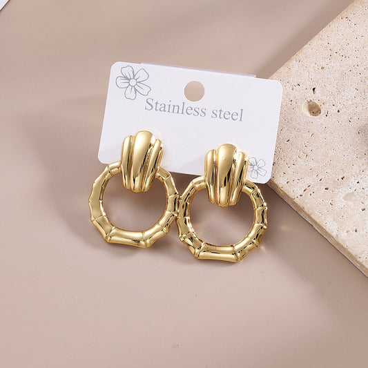 Aretes dorados mod42- acero inoxidable