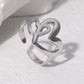 Anillo ajustable dos corazones plateado  / Acero inoxidable