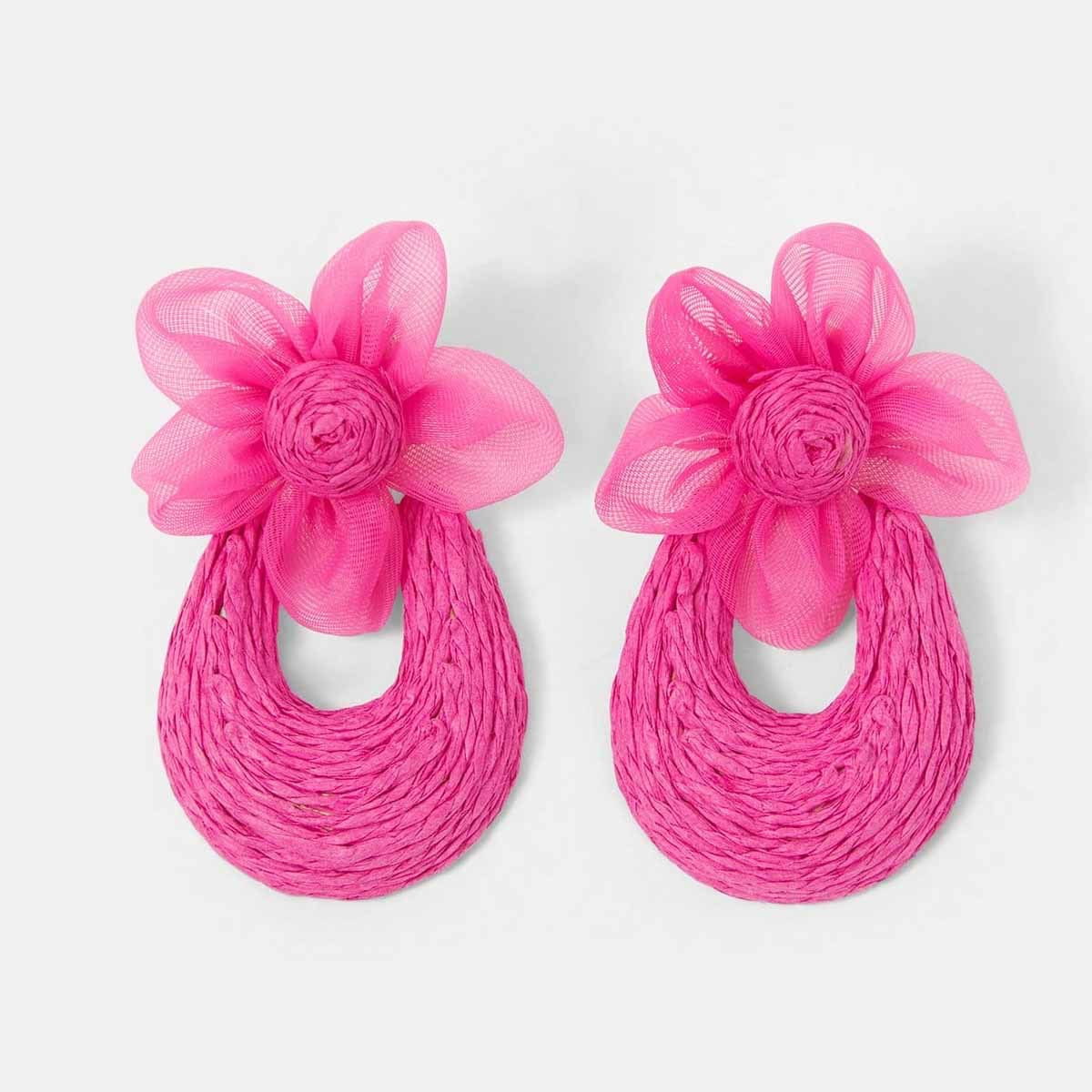 Aretes flores rosadas