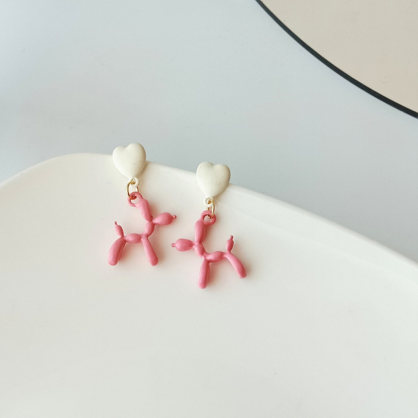 Aretes de perrito globo - rosados