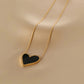 Collar de corazón negro - acero inoxidable