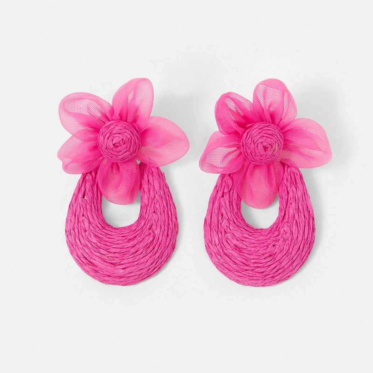Aretes flores rosadas