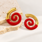 Aretes espiral rojo - acero inoxidable