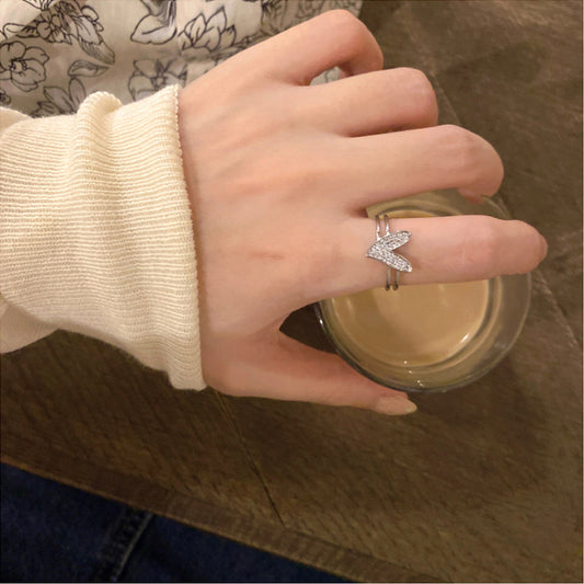 Anillo ajustable corazón plateado - acero inoxidable