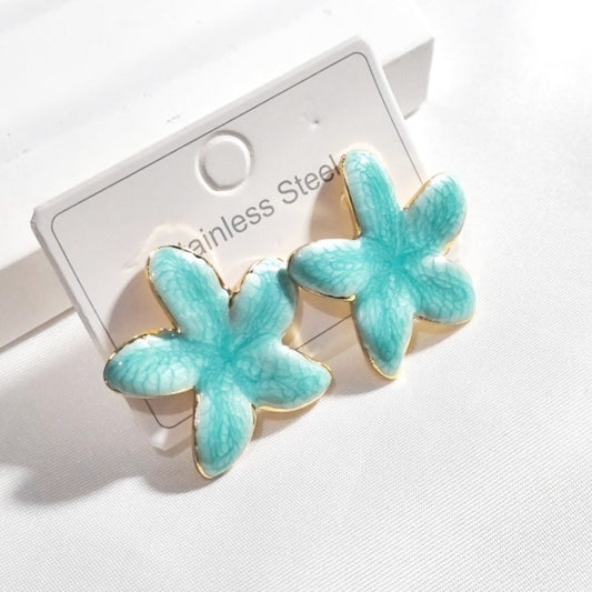 Aretes flores verdes - acero inoxidable