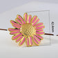 Anillo ajustable chunky flor rosada-acero inoxidable
