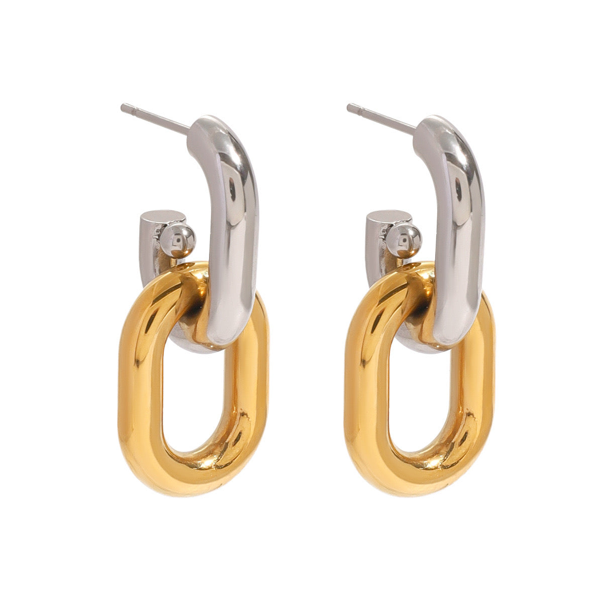 Aretes bicolor - acero inoxidable