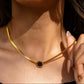 Collar con dije de círculo negro - acero inoxidable