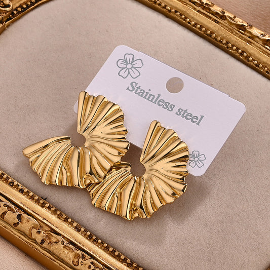 Aretes de abanico dorado - acero inoxidable